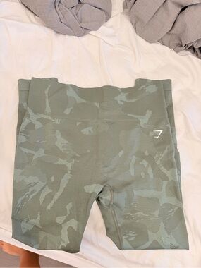 Gymshark Sage Green High-Waisted Leggings with Subtle Camo